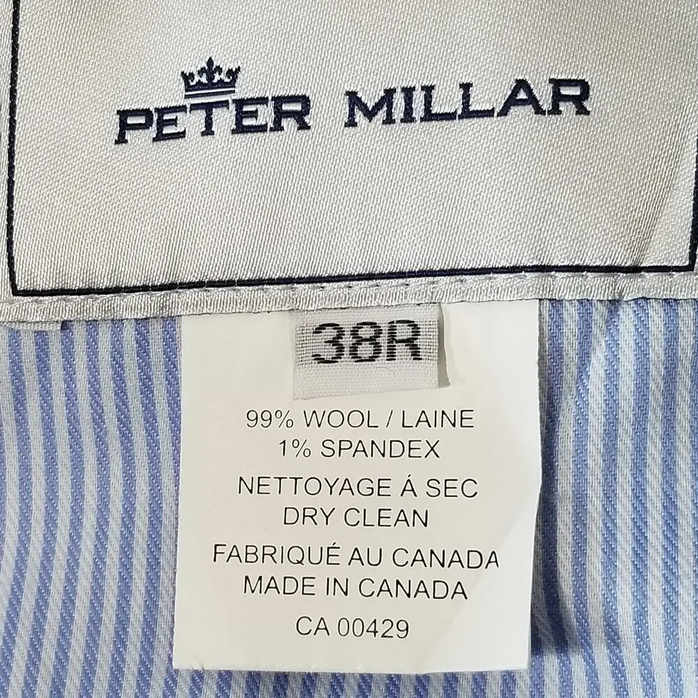 Peter Millar Pants‎ Mens 38 Gray Wool Blend Dress Slacks Flat Front Made Canada
